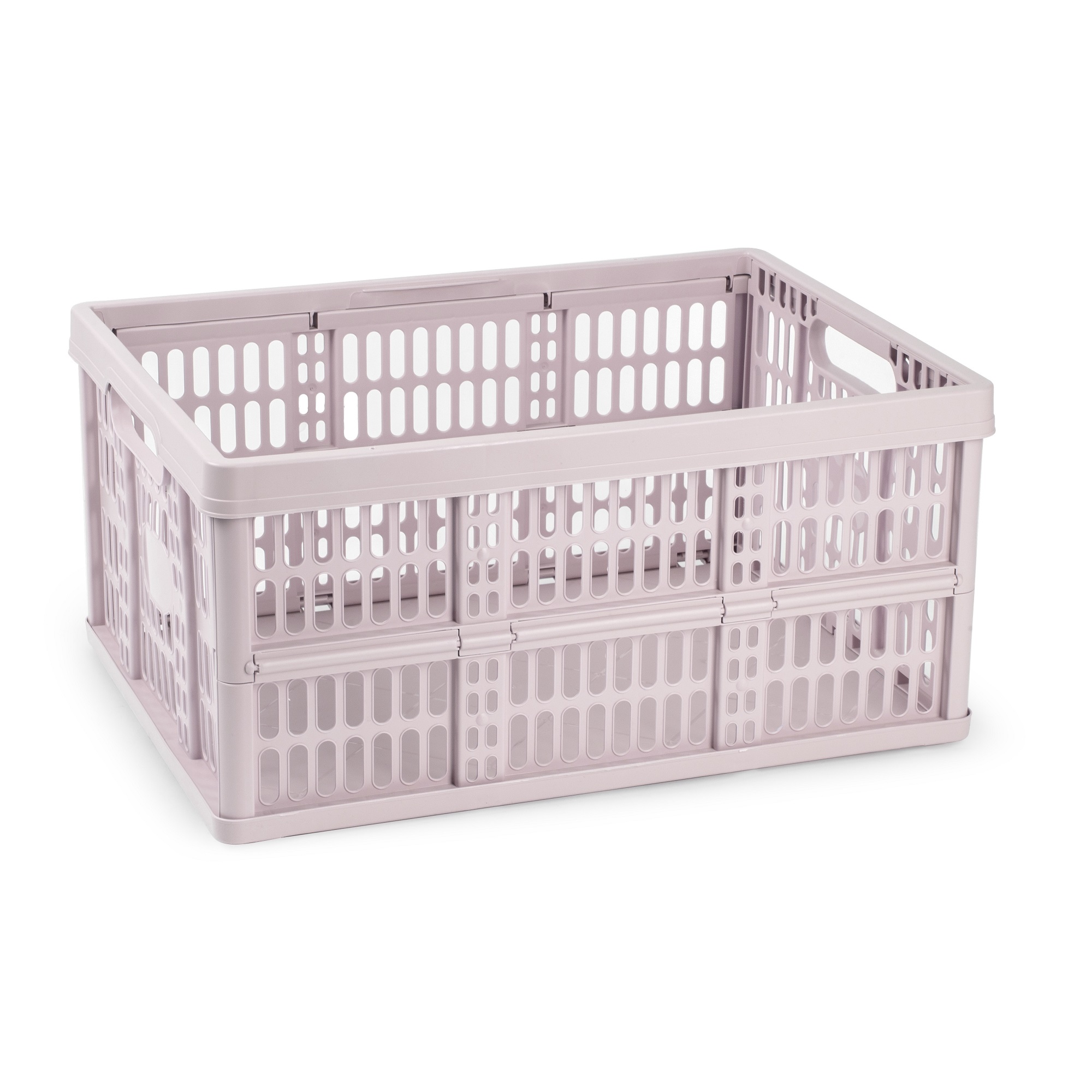 Caja plegable con asas plastico 32 Litros Rosa claro