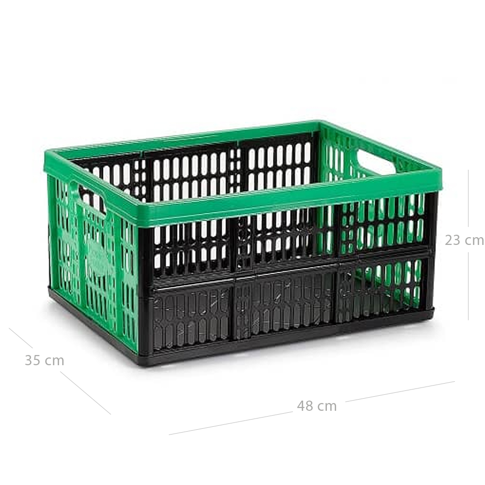 Caja plegable con asas plastico 32 Litros verde-negro