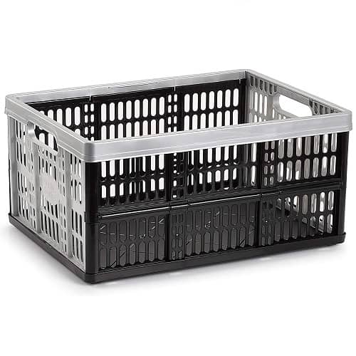 Caja plegable con asas plastico 32 Litros gris-negro
