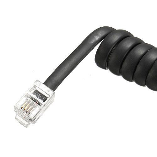 Cable telefonico espiral  4 hilos rj10 2 M Negro