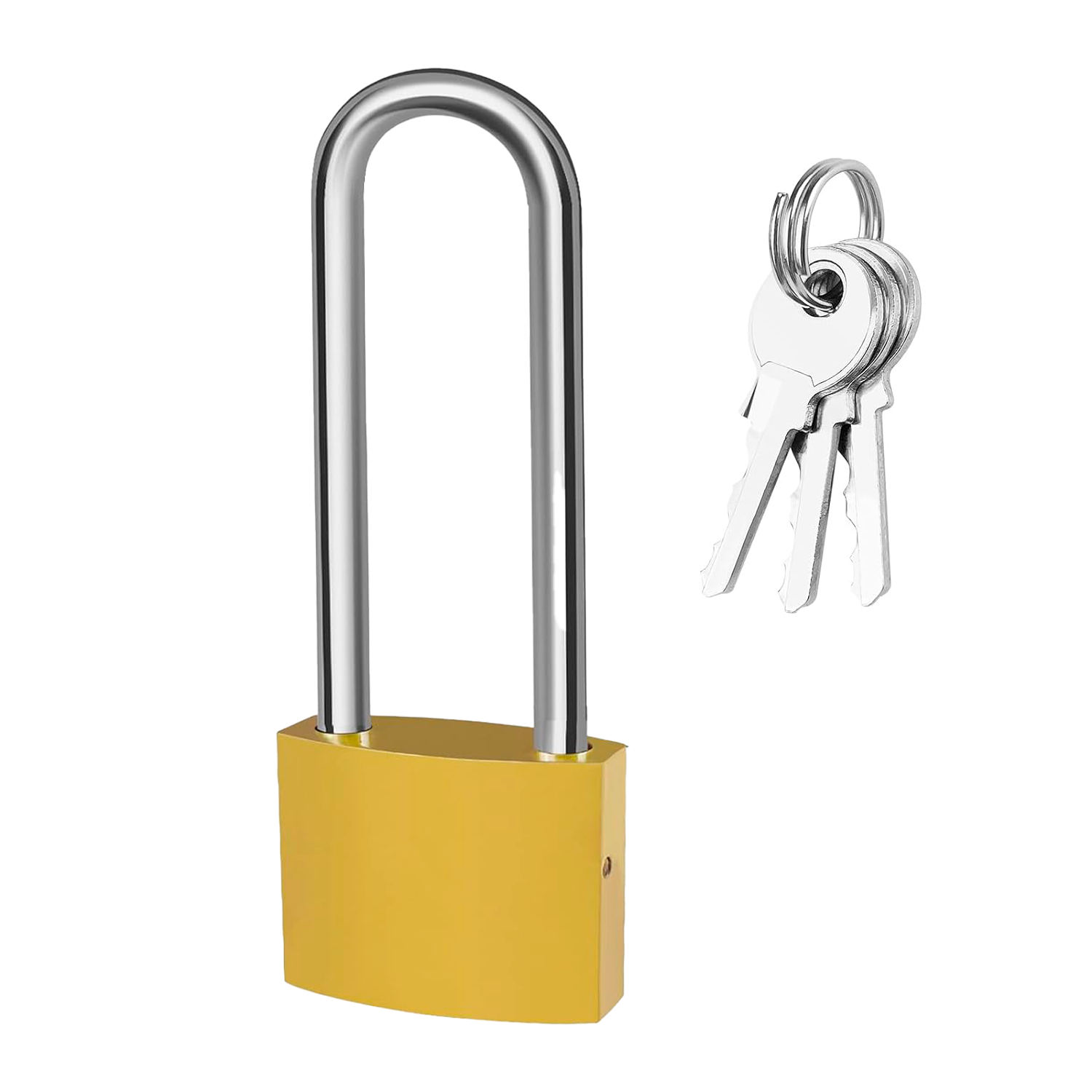 Candado arco largo de latón macizo con llave 25  mm  Dorado