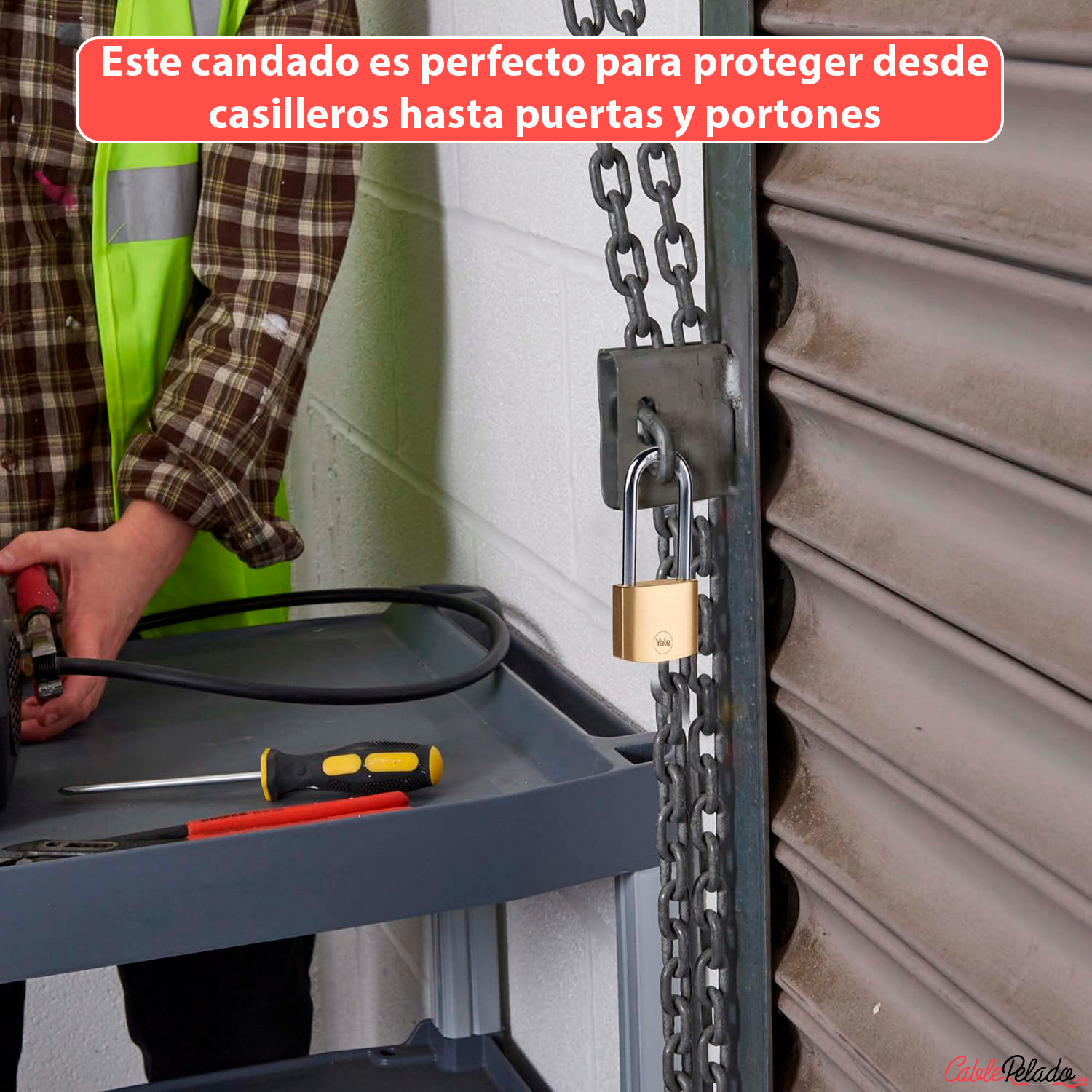 Candado arco largo de latón macizo con llave 25  mm  Dorado