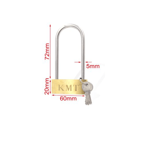 Candado arco largo de laton macizo con llave 60 mm Dorado