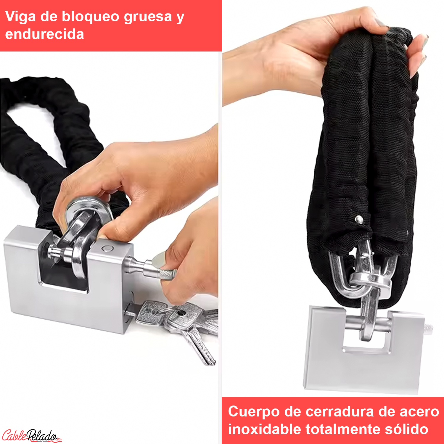 Candado rectangular seguridad de laton macizo con llave 90 mm  Plateado