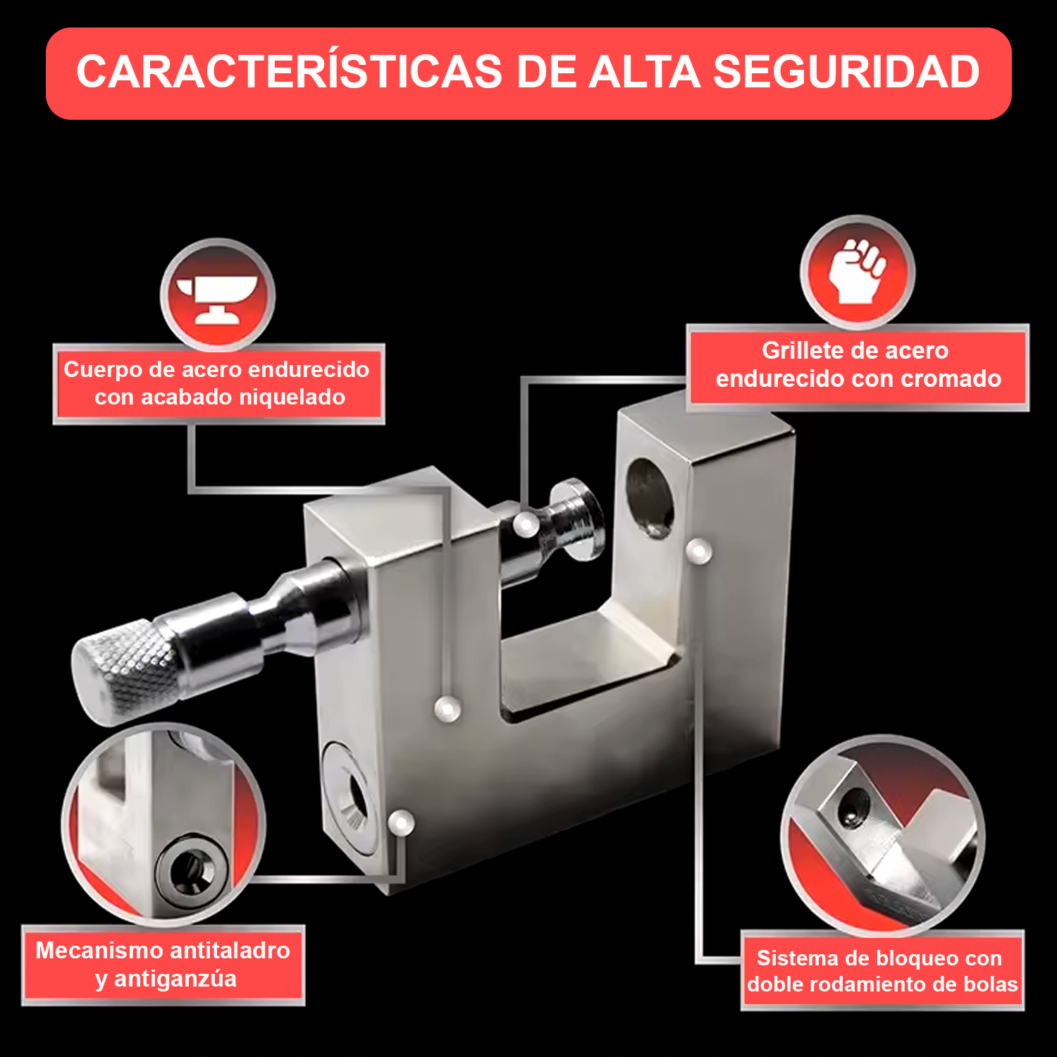 Candado rectangular seguridad de laton macizo con llave 90 mm  Plateado
