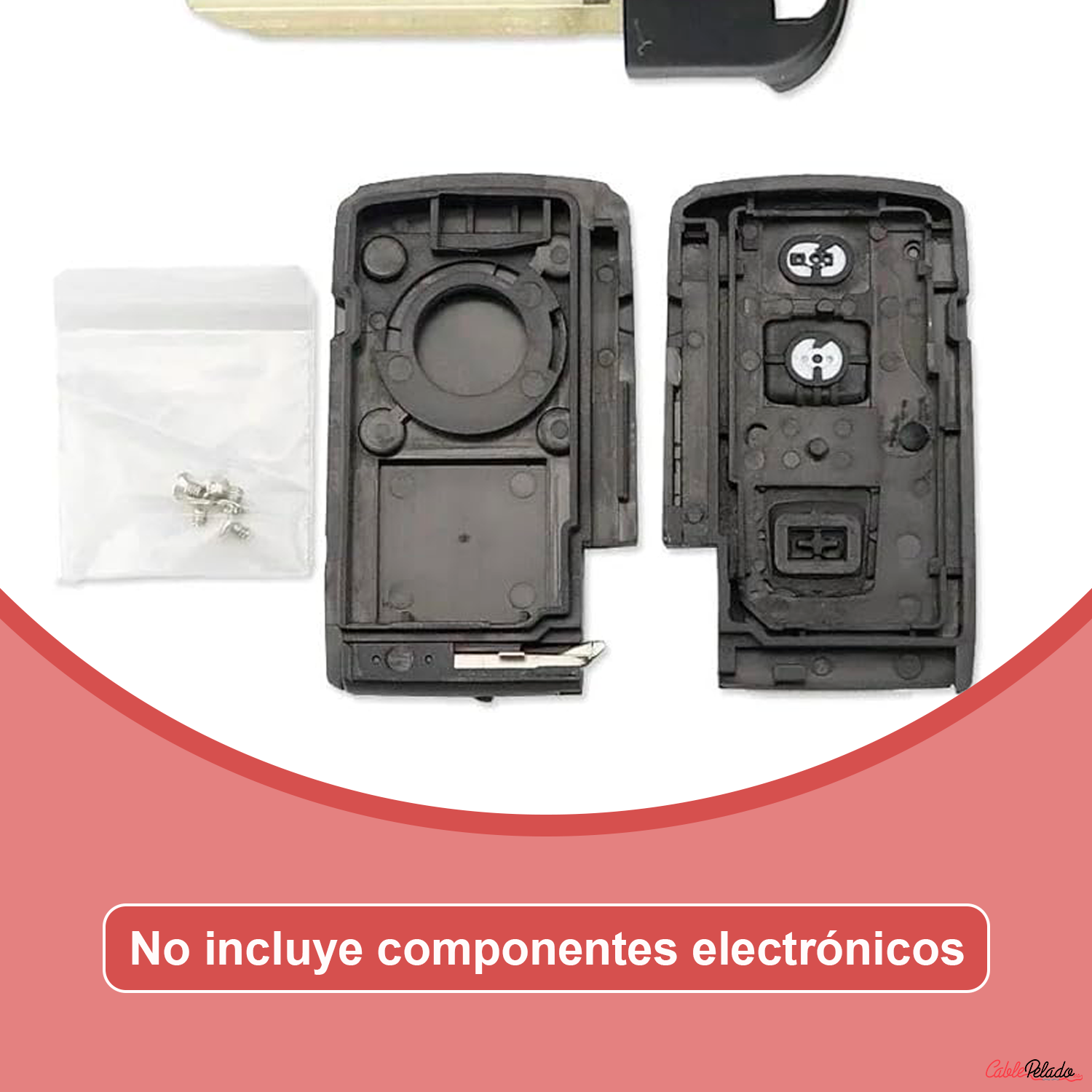 Carcasa Mando Llave Coche 2 Botones  Negro
