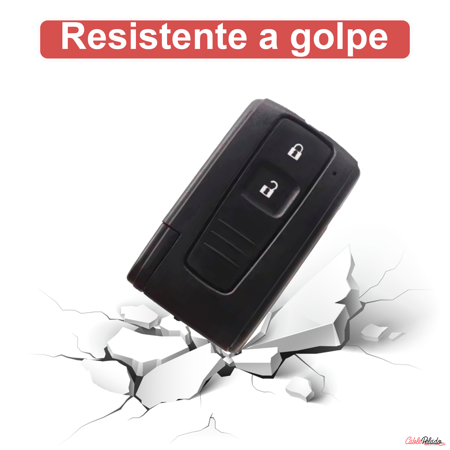Carcasa Mando Llave Coche 2 Botones  Negro