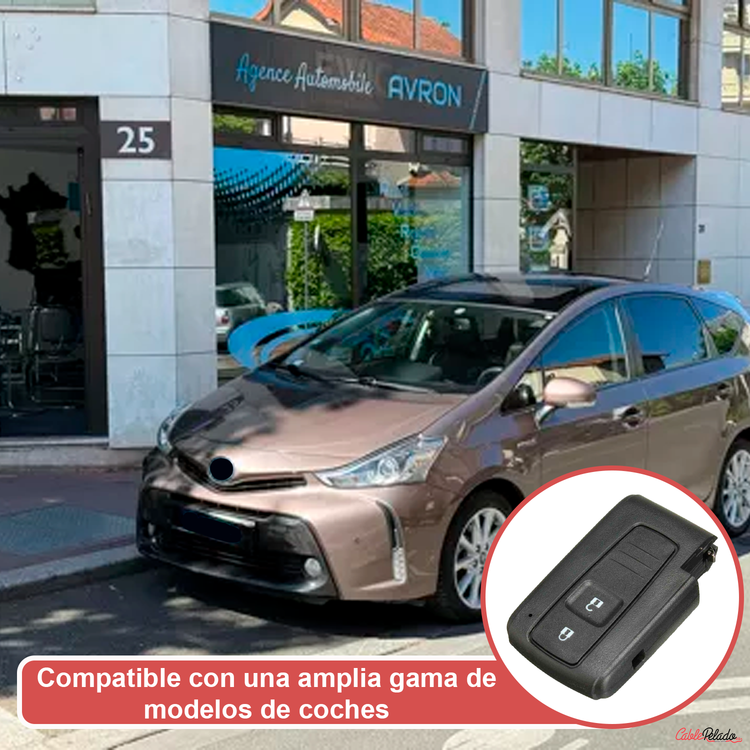 Carcasa Mando Llave Coche 2 Botones  Negro