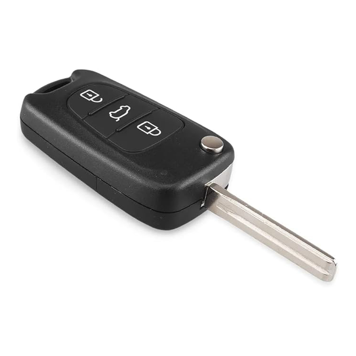 Carcasa Mando Llave Coche 3 Botones Compatible Con Hyundai Negro  Negro