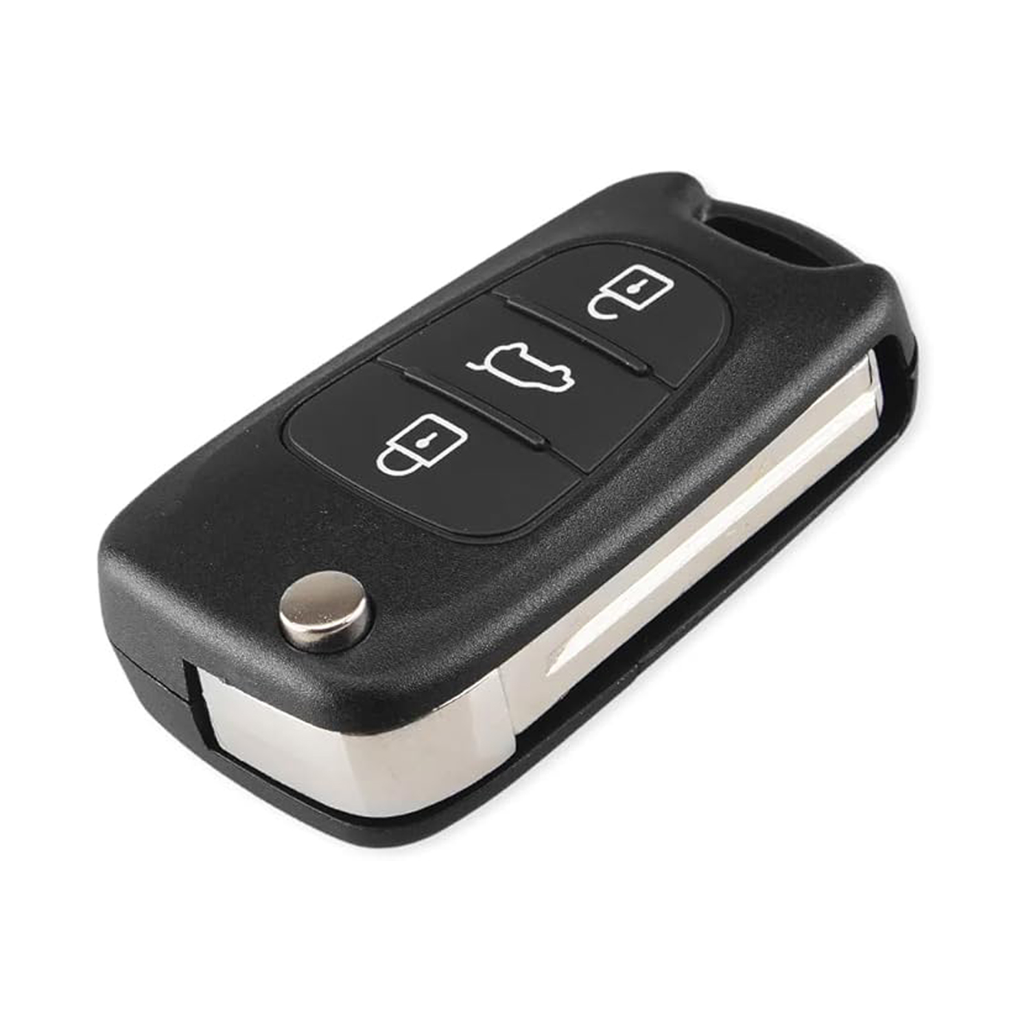 Carcasa Mando Llave Coche 3 Botones Compatible Con Hyundai Negro  Negro