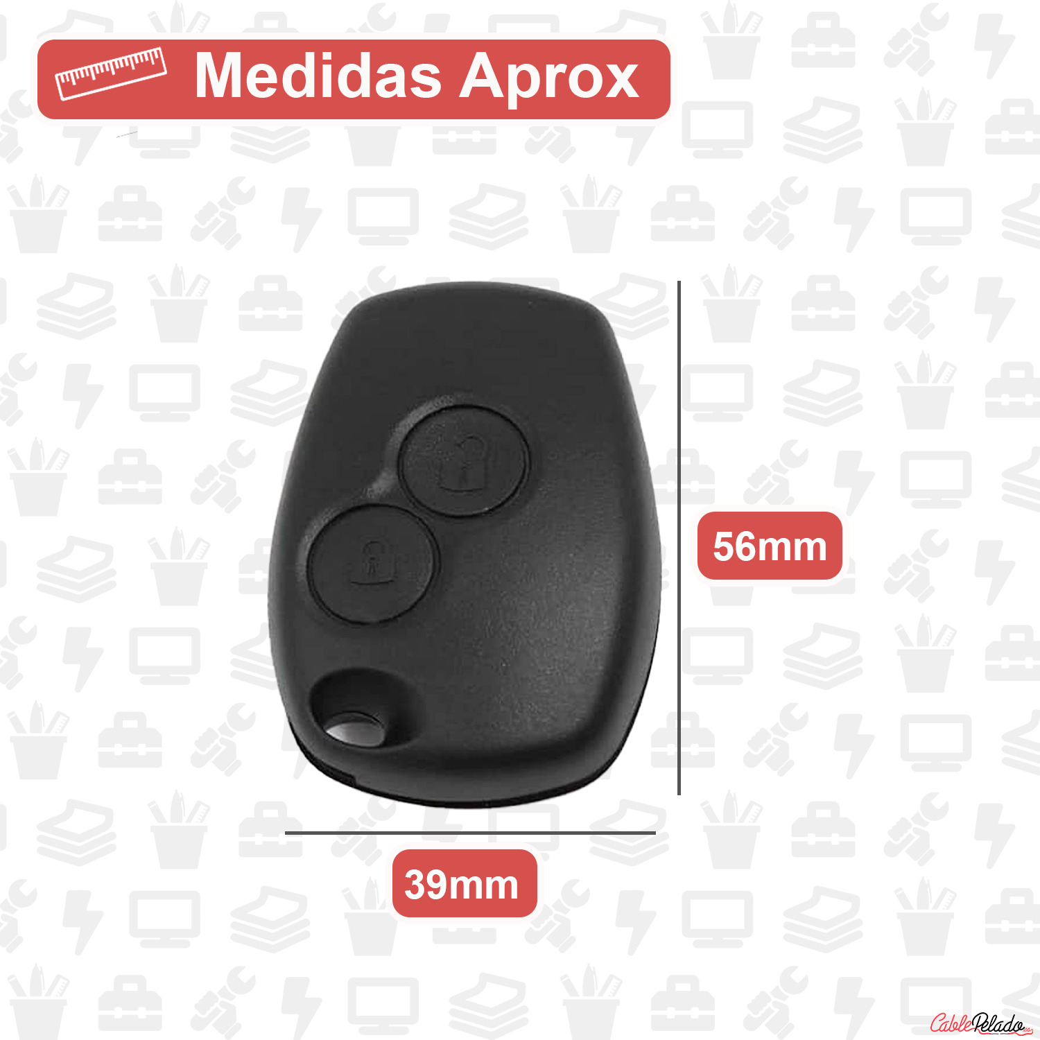 Carcasa Mando Llave De Coche 2 Botones Compatible Con Renault Clio, Twingo, Megane, Laguna Y Kangoo 