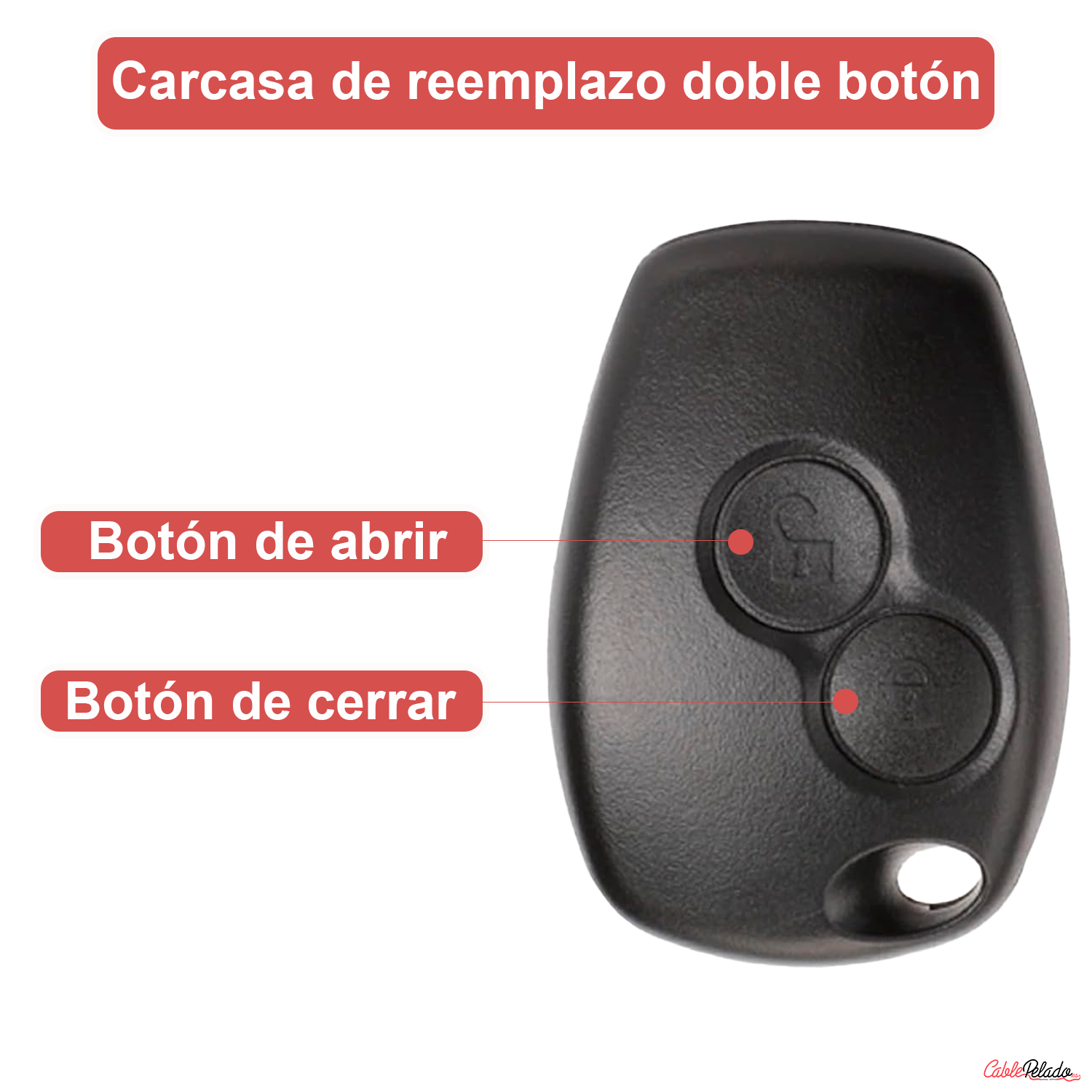 Carcasa Mando Llave De Coche 2 Botones Compatible Con Renault Clio, Twingo, Megane, Laguna Y Kangoo 