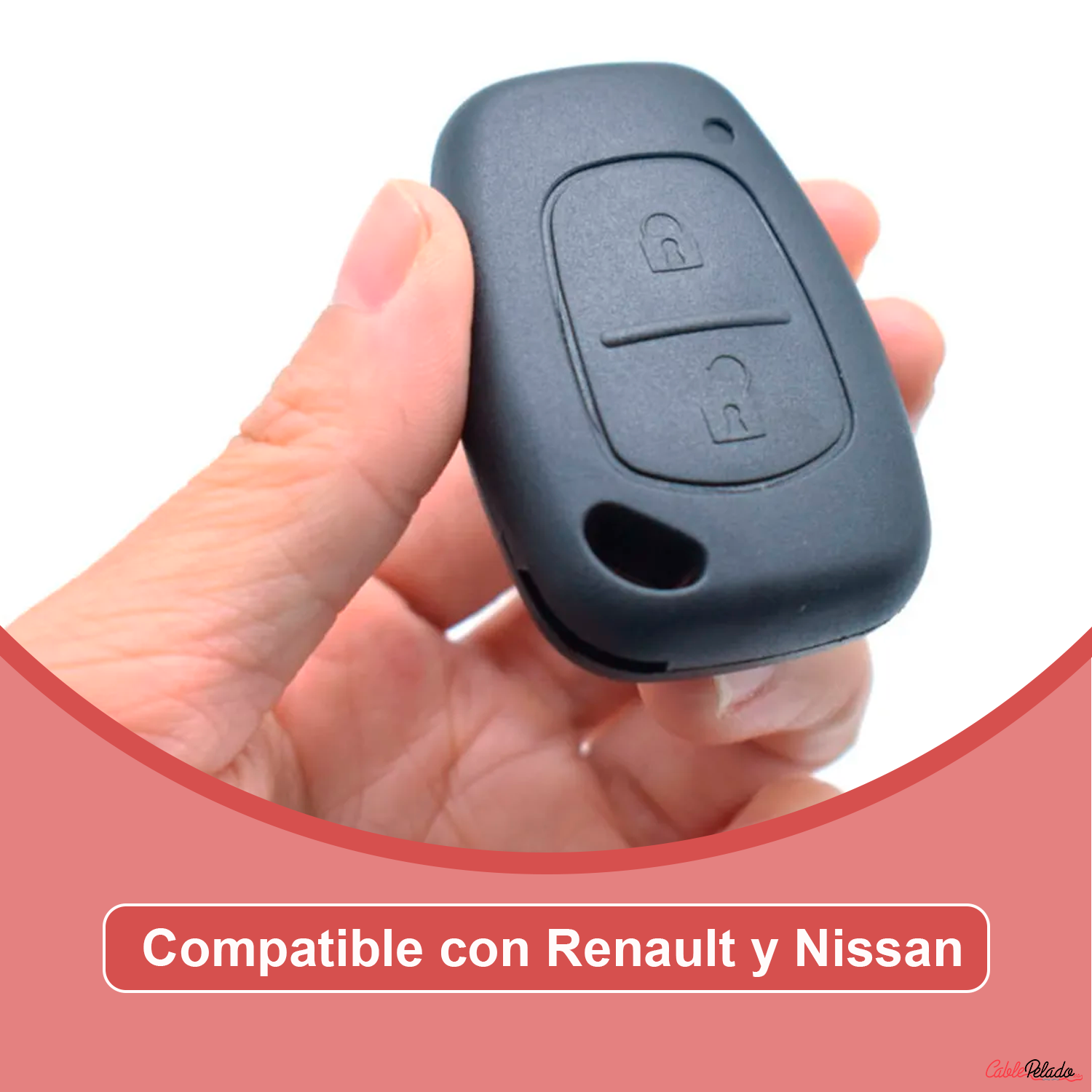 Carcasa Mando Llave de Coche 2 Botones Compatible Con Renault  Negro
