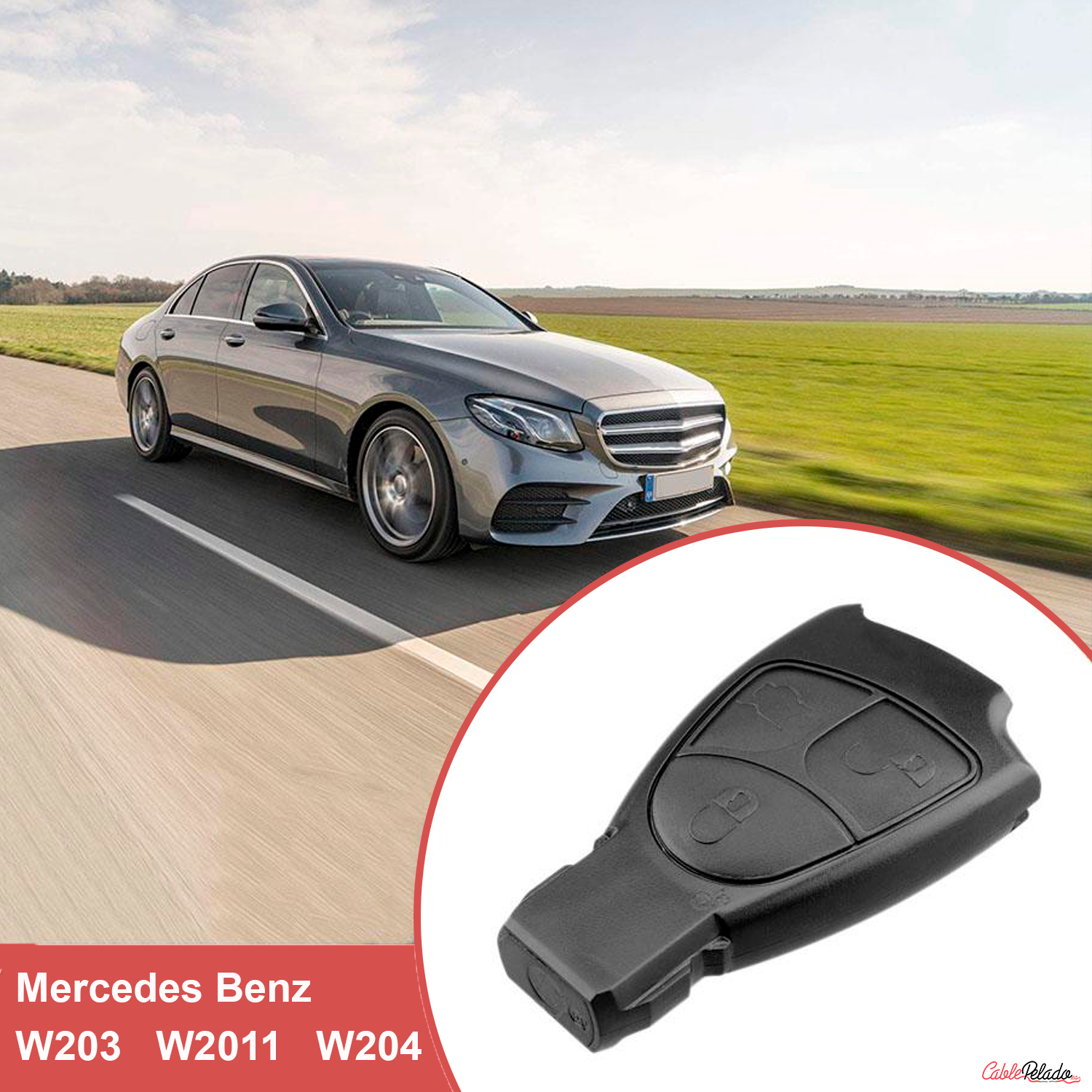 Carcasa Mando Llave De Coche 3 Botones Compatible Con Mercedes  Negro
