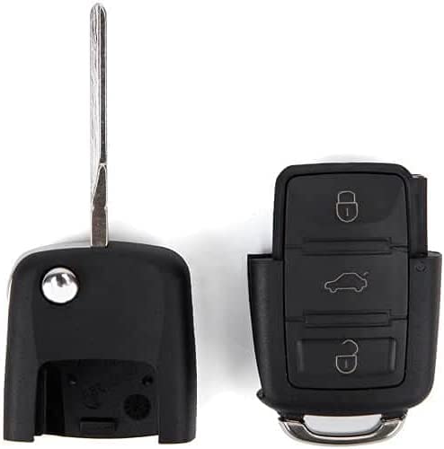 Carcasa Mando Llave De Coche 3 Botones Compatible Con VW  Negro