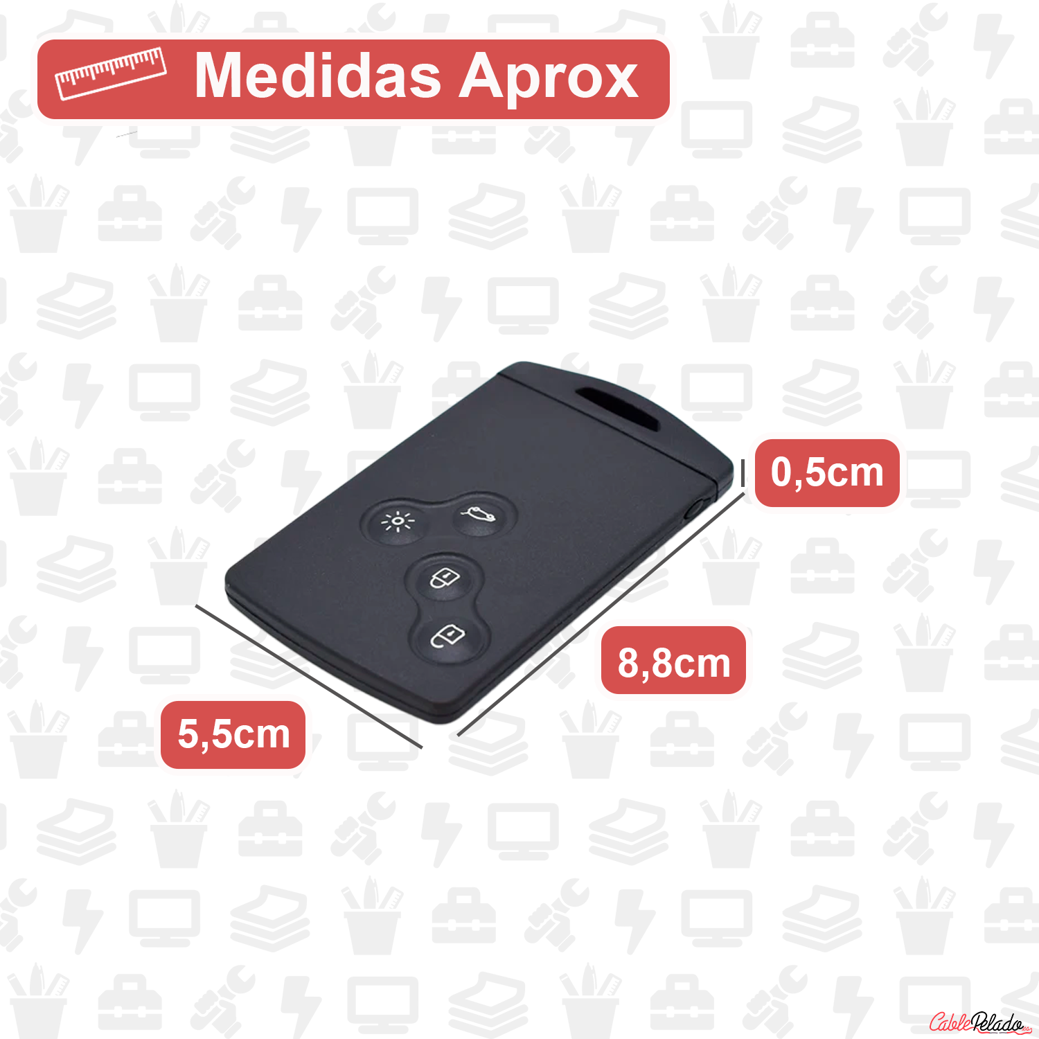 Carcasa Mando Llave De Coche 4 Botones Compatible Con Renault  Negro