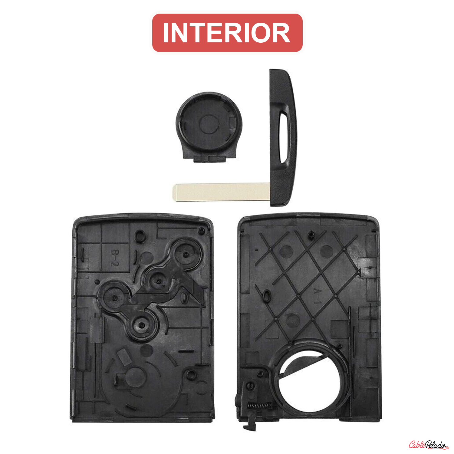 Carcasa Mando Llave De Coche 4 Botones Compatible Con Renault  Negro