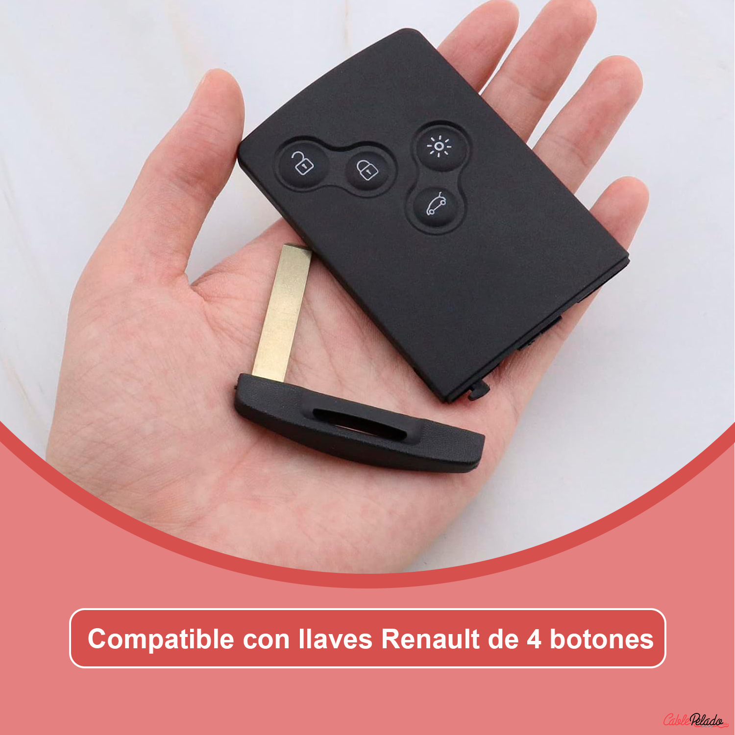 Carcasa Mando Llave De Coche 4 Botones Compatible Con Renault  Negro