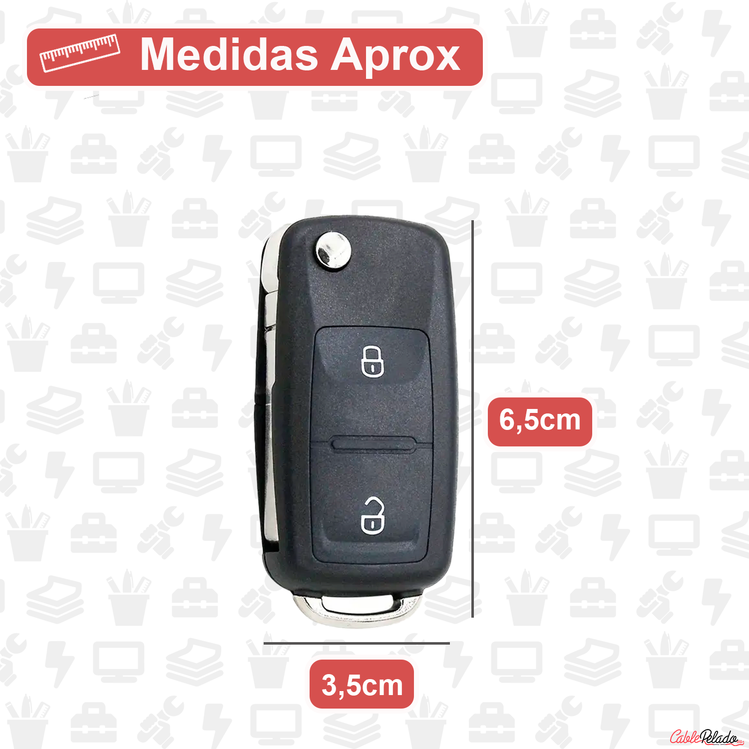 Carcasa Mando Llave Del Coche 2 Botones Compatible Con VW  Negro