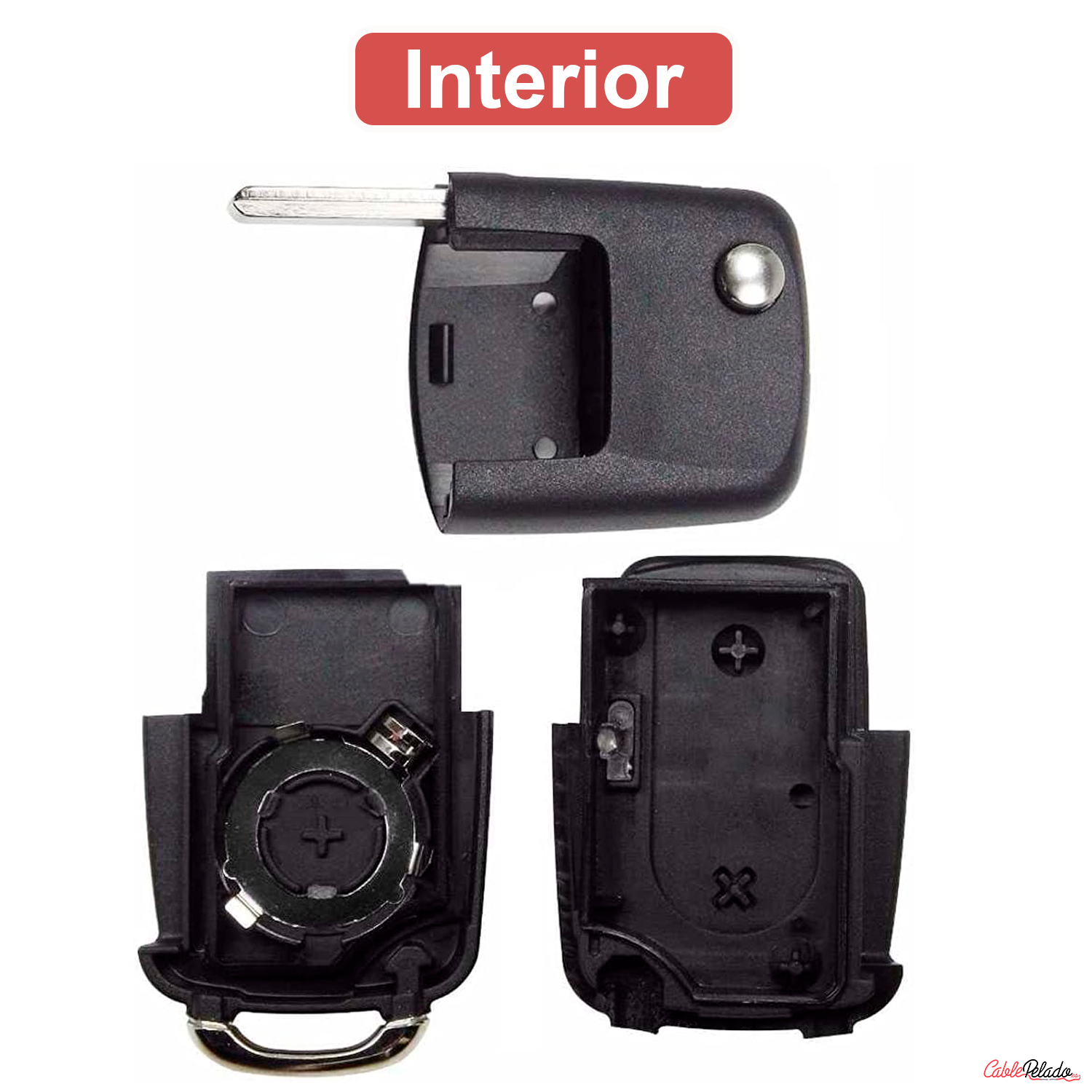 Carcasa Mando Llave Del Coche 2 Botones Compatible Con VW  Negro