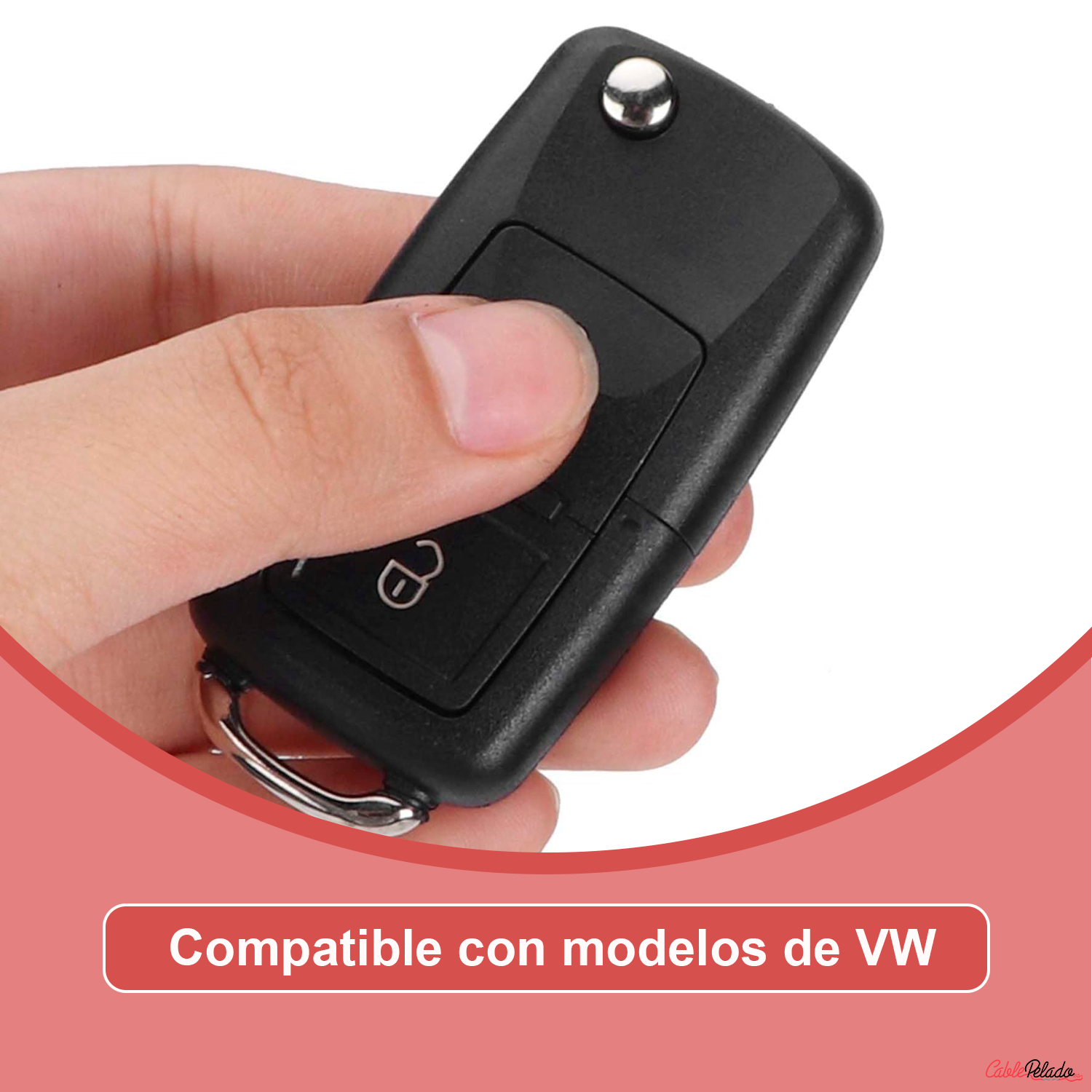 Carcasa Mando Llave Del Coche 2 Botones Compatible Con VW  Negro