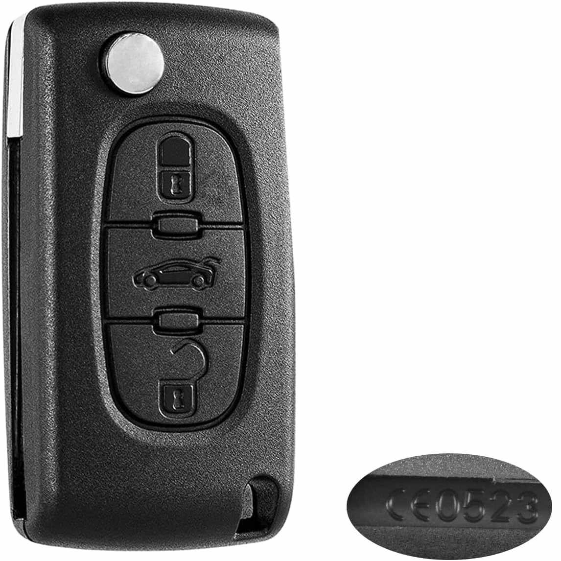 Carcasa Mando Llave Del Coche 3 Botones Compatible Con Peugeot Y Citroen