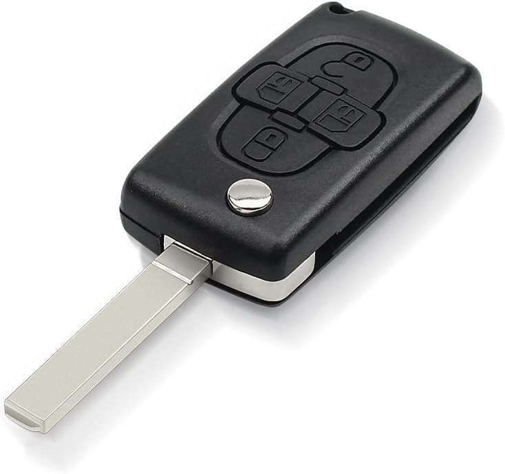 Carcasa Mando Llave Del Coche 4 Botones Citroen Y Peugeot  Negro