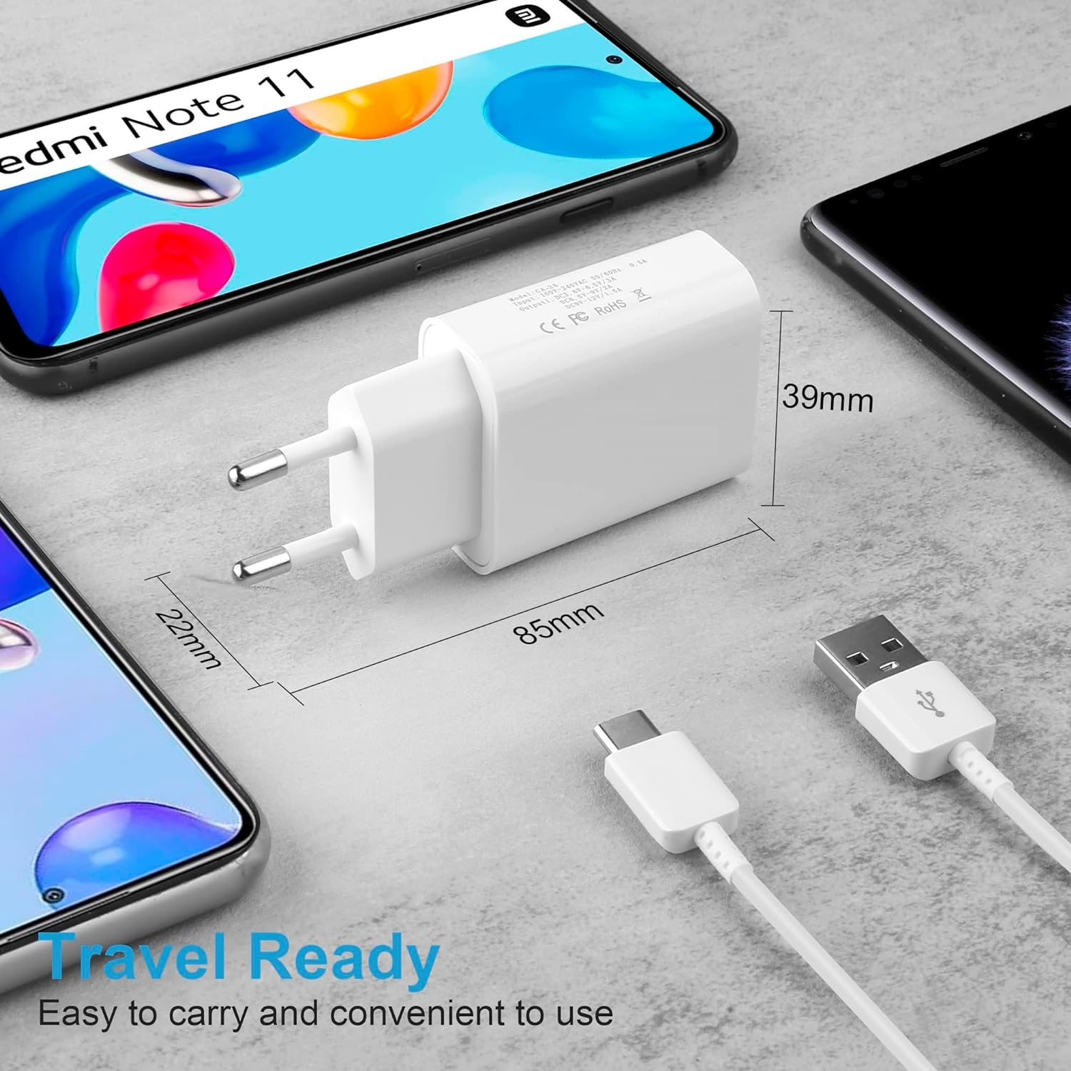 Cargador USB-C 1A 5V 1 M Blanco