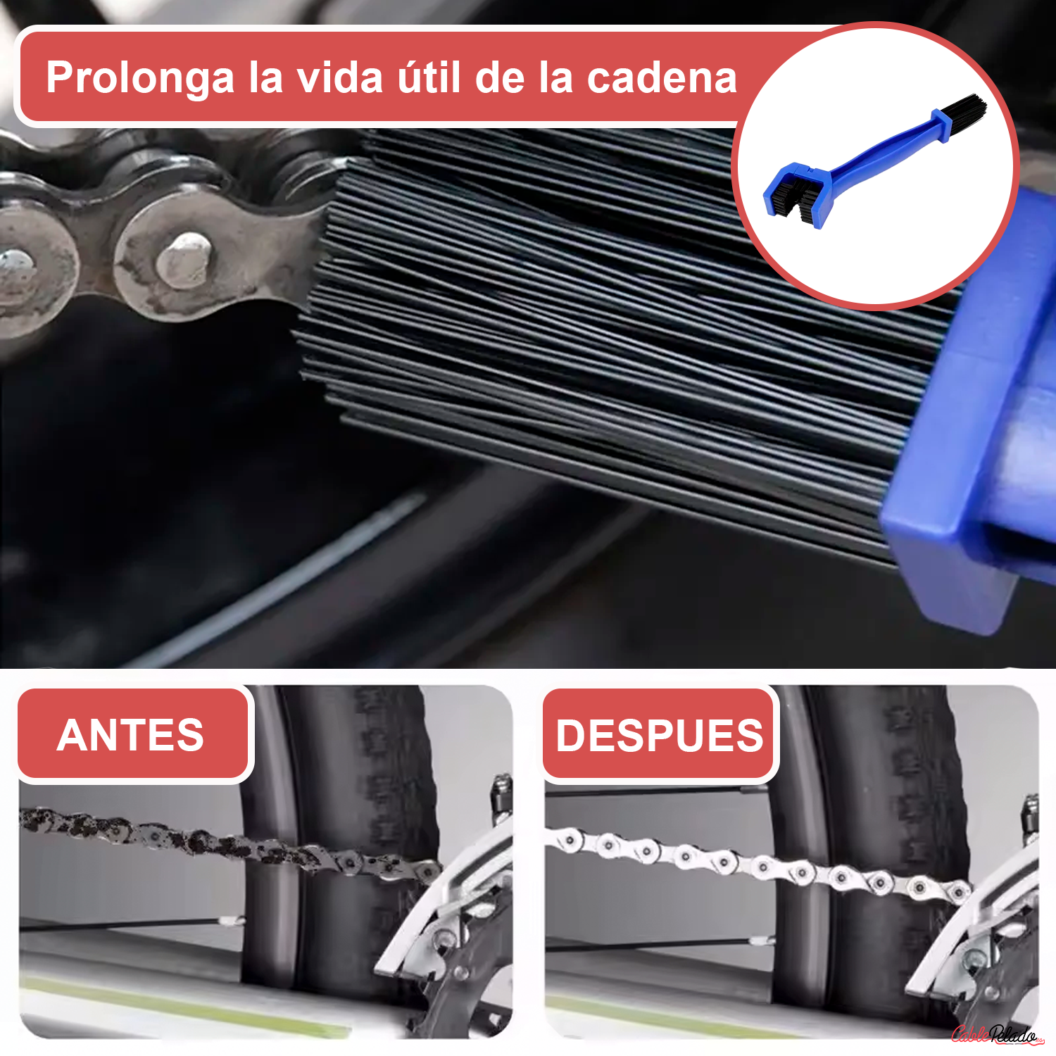 Cepillo Limpiador Cadena Moto Bici Herramienta Limpieza Engranajes  Azul