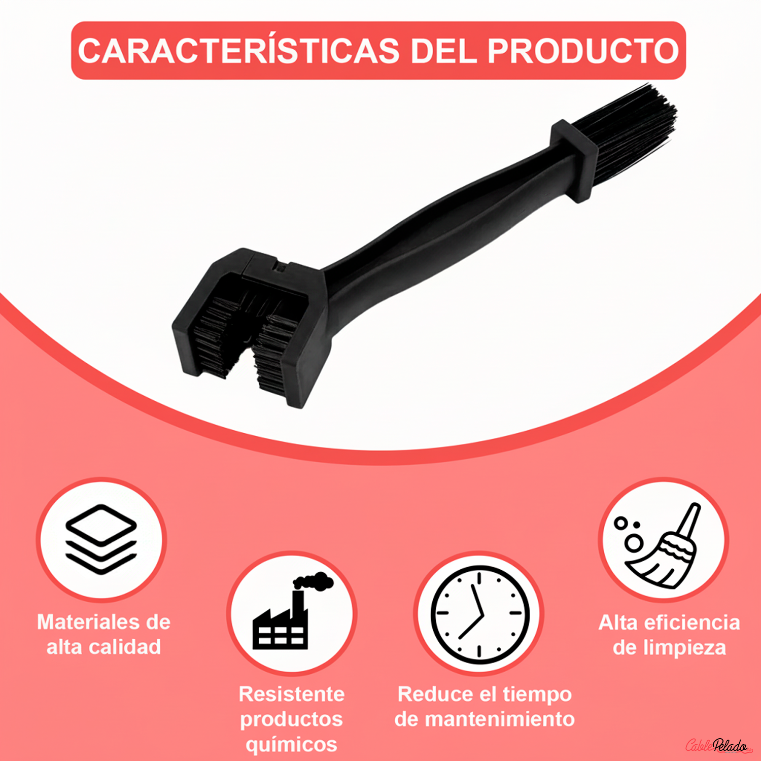 Cepillo Limpiador Cadena Moto Bici Herramienta Limpieza Engranajes  Negro