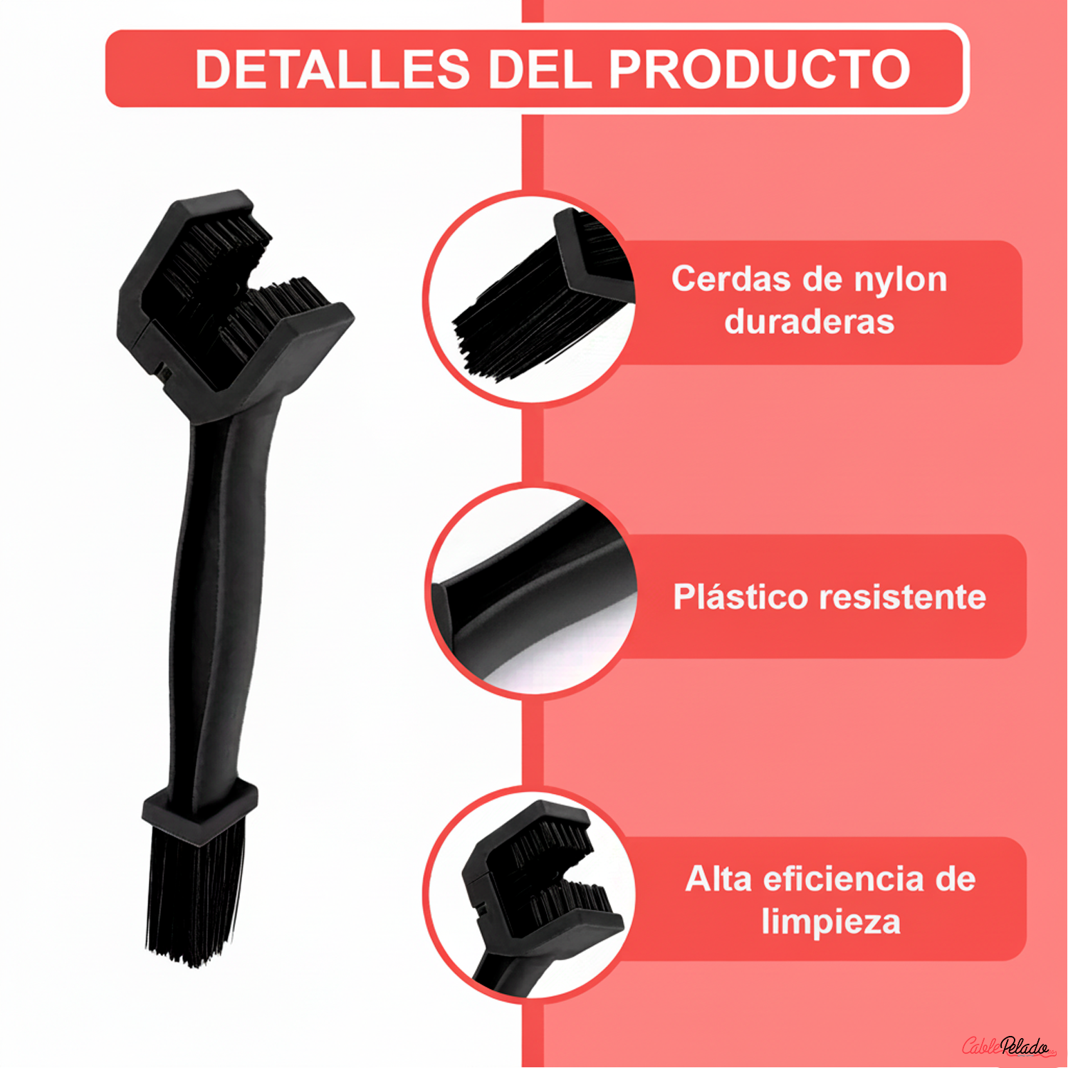 Cepillo Limpiador Cadena Moto Bici Herramienta Limpieza Engranajes  Negro