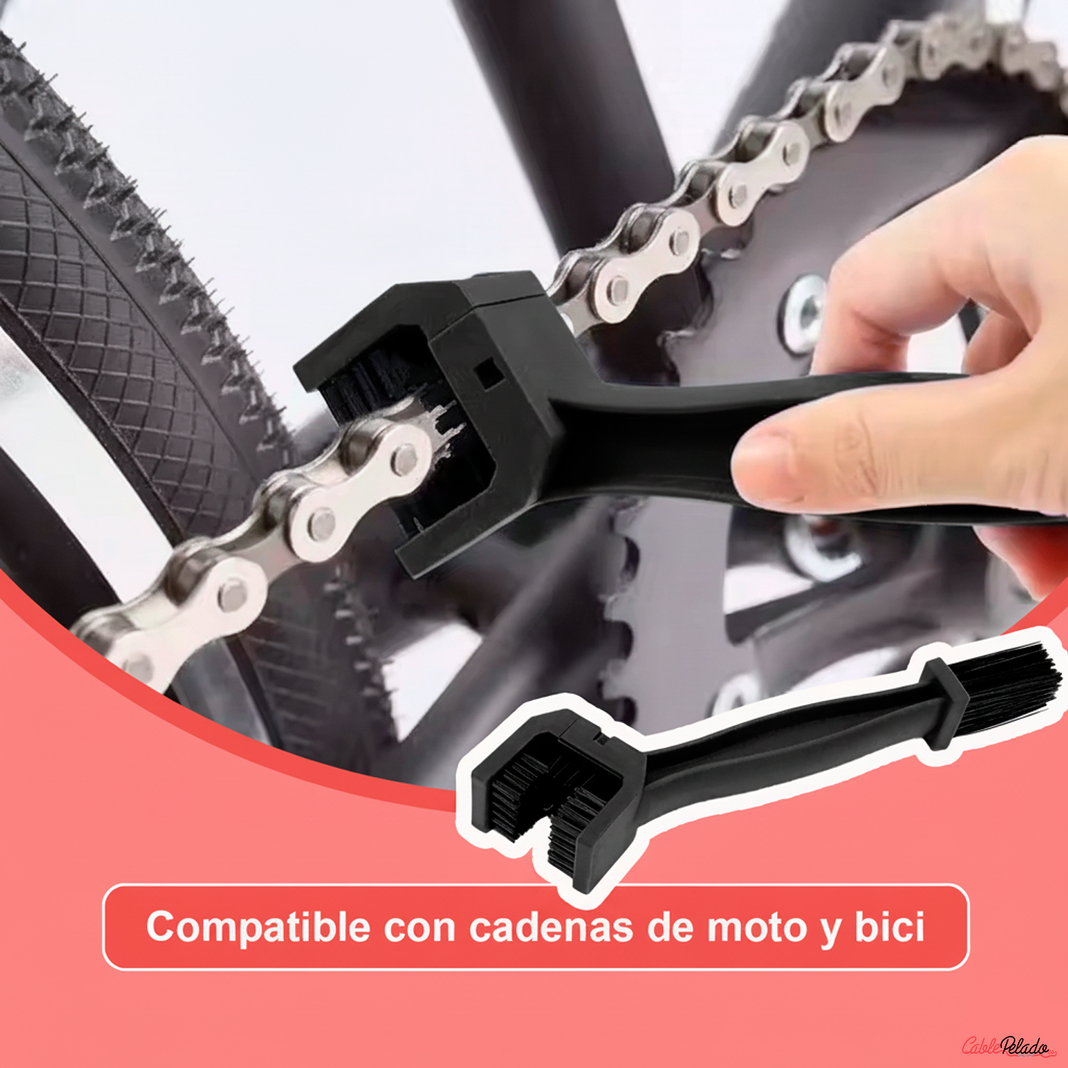 Cepillo Limpiador Cadena Moto Bici Herramienta Limpieza Engranajes  Negro