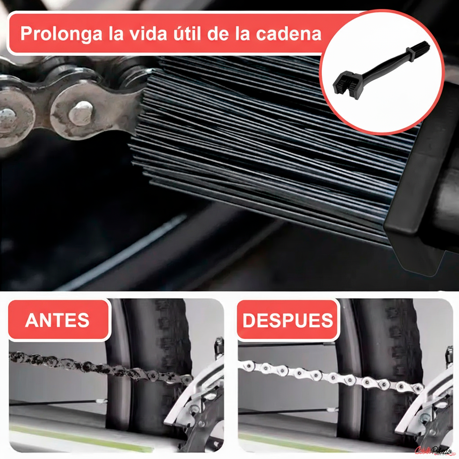 Cepillo Limpiador Cadena Moto Bici Herramienta Limpieza Engranajes  Negro