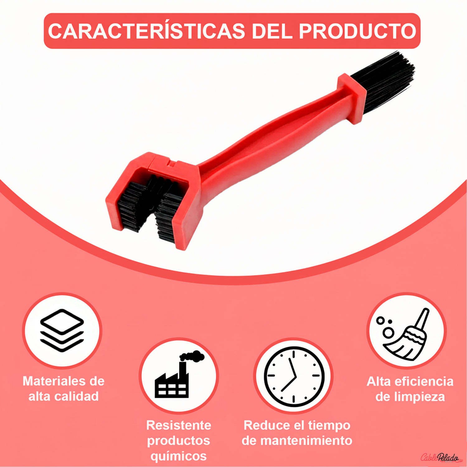 Cepillo Limpiador Cadena Moto Bici Herramienta Limpieza Engranajes  Rojo
