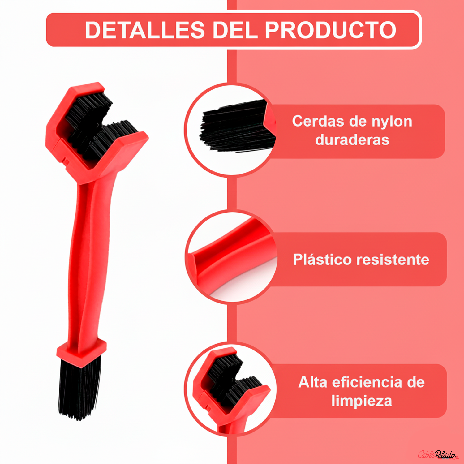 Cepillo Limpiador Cadena Moto Bici Herramienta Limpieza Engranajes  Rojo