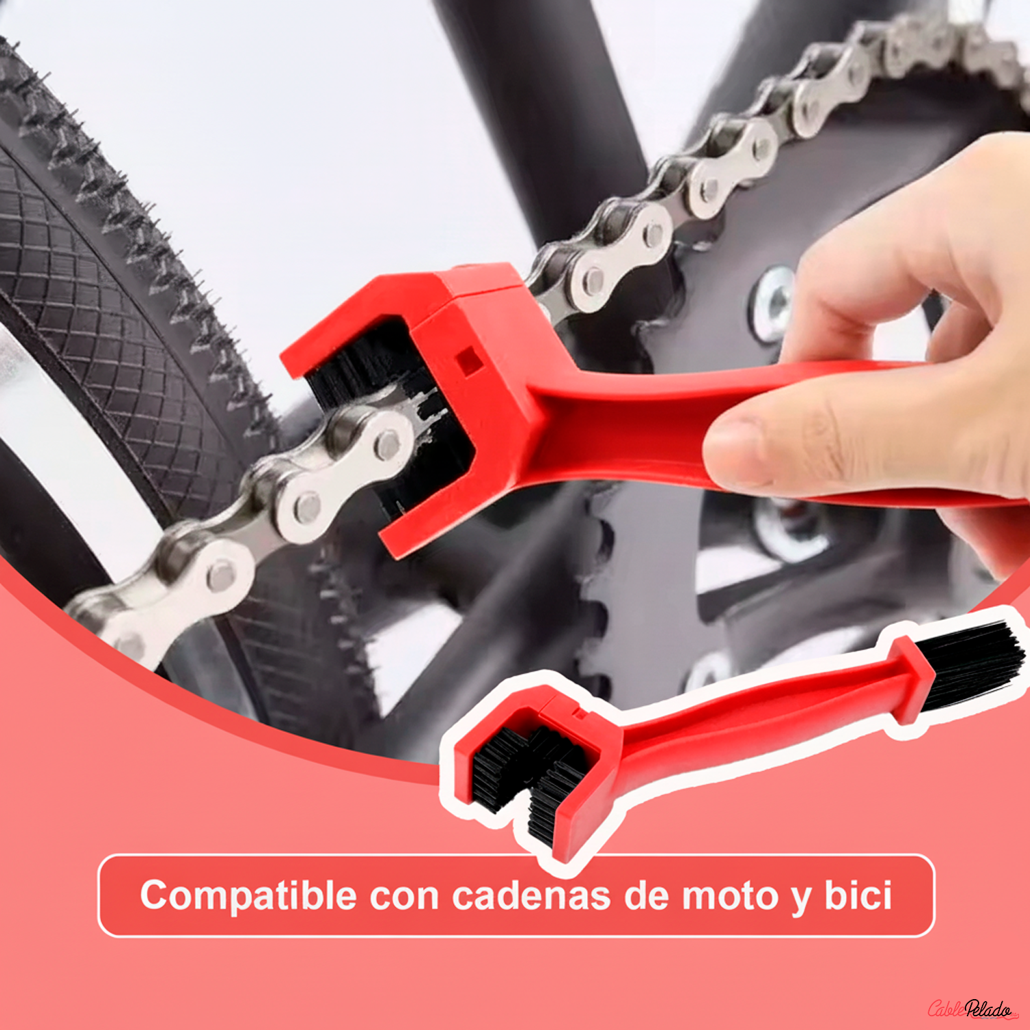 Cepillo Limpiador Cadena Moto Bici Herramienta Limpieza Engranajes  Rojo