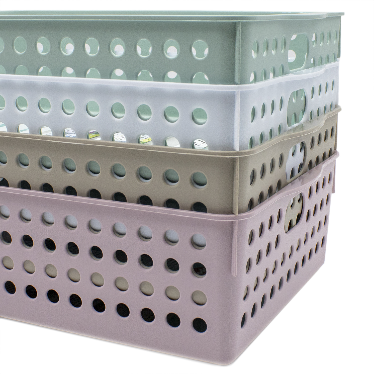 Cesta de almacenamiento organizador plastico 29 cm Rosa