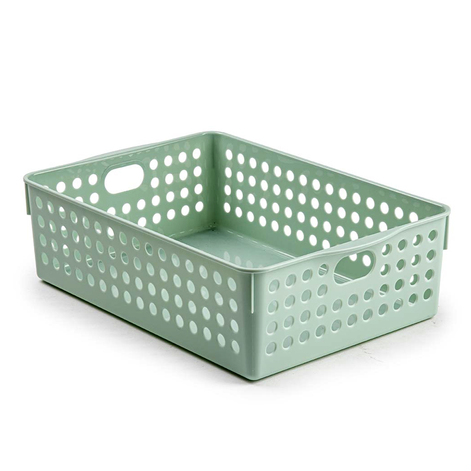Cesta de almacenamiento organizador plastico 29 cm Verde claro