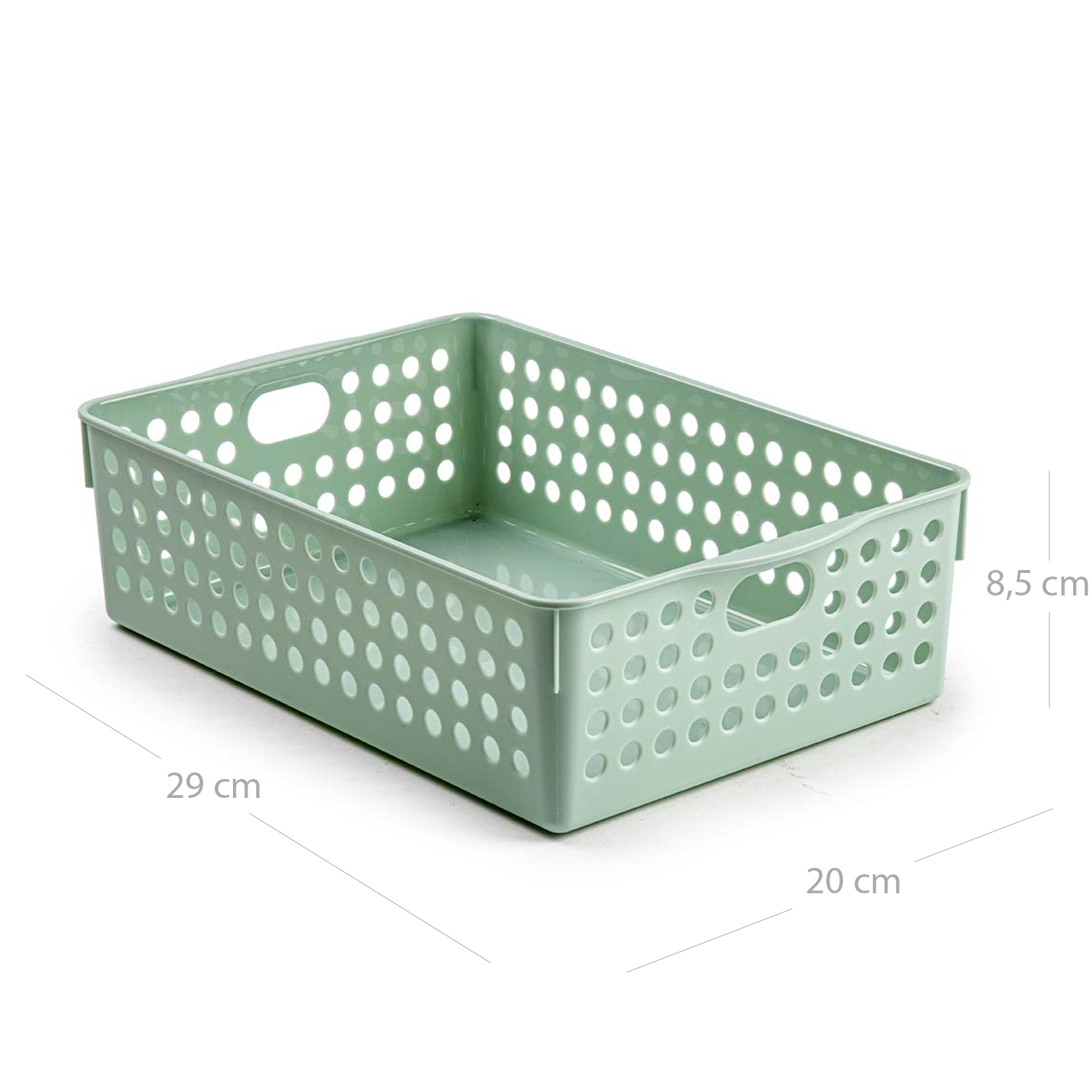 Cesta de almacenamiento organizador plastico 29 cm Verde claro