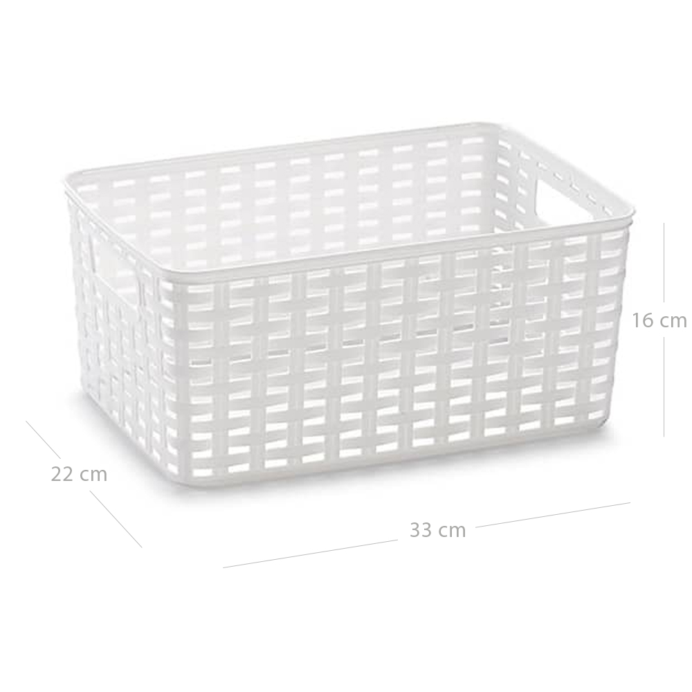 Cesta de almacenamiento organizador Rattan mimbre 10 Litros Blanco
