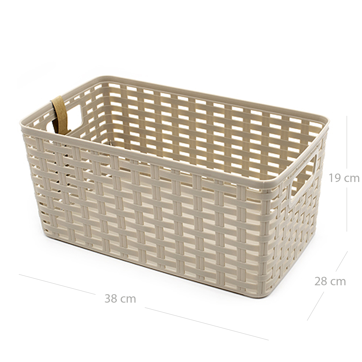 Cesta de almacenamiento organizador Rattan mimbre 18 Litros Beige