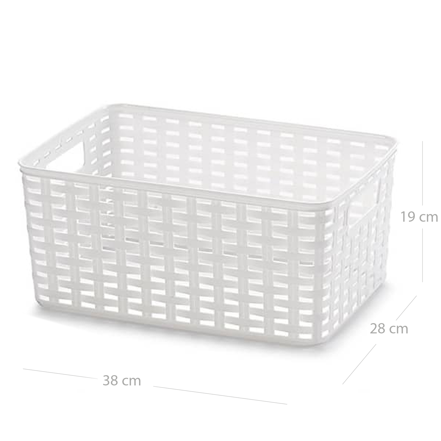 Cesta de almacenamiento organizador Rattan mimbre 18 Litros Blanco