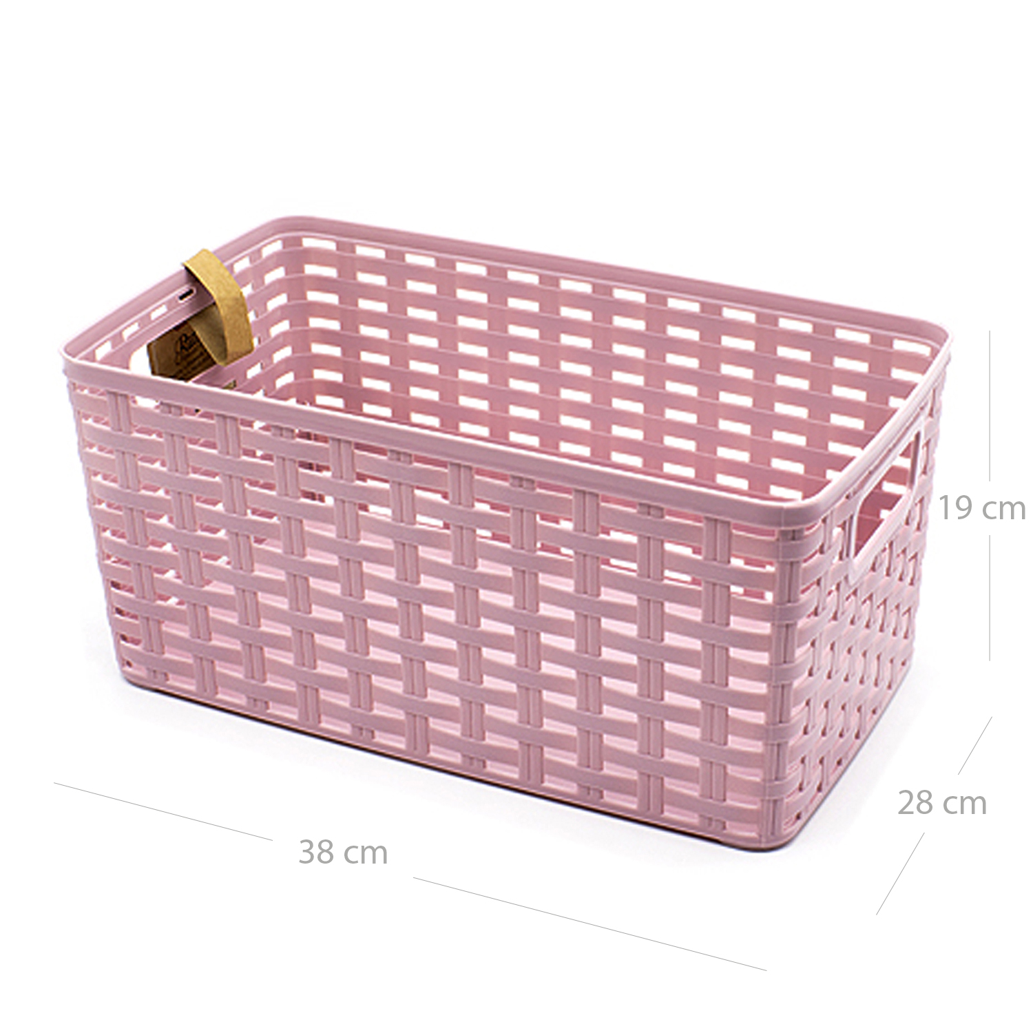 Cesta de almacenamiento organizador Rattan mimbre 18 Litros Rosa