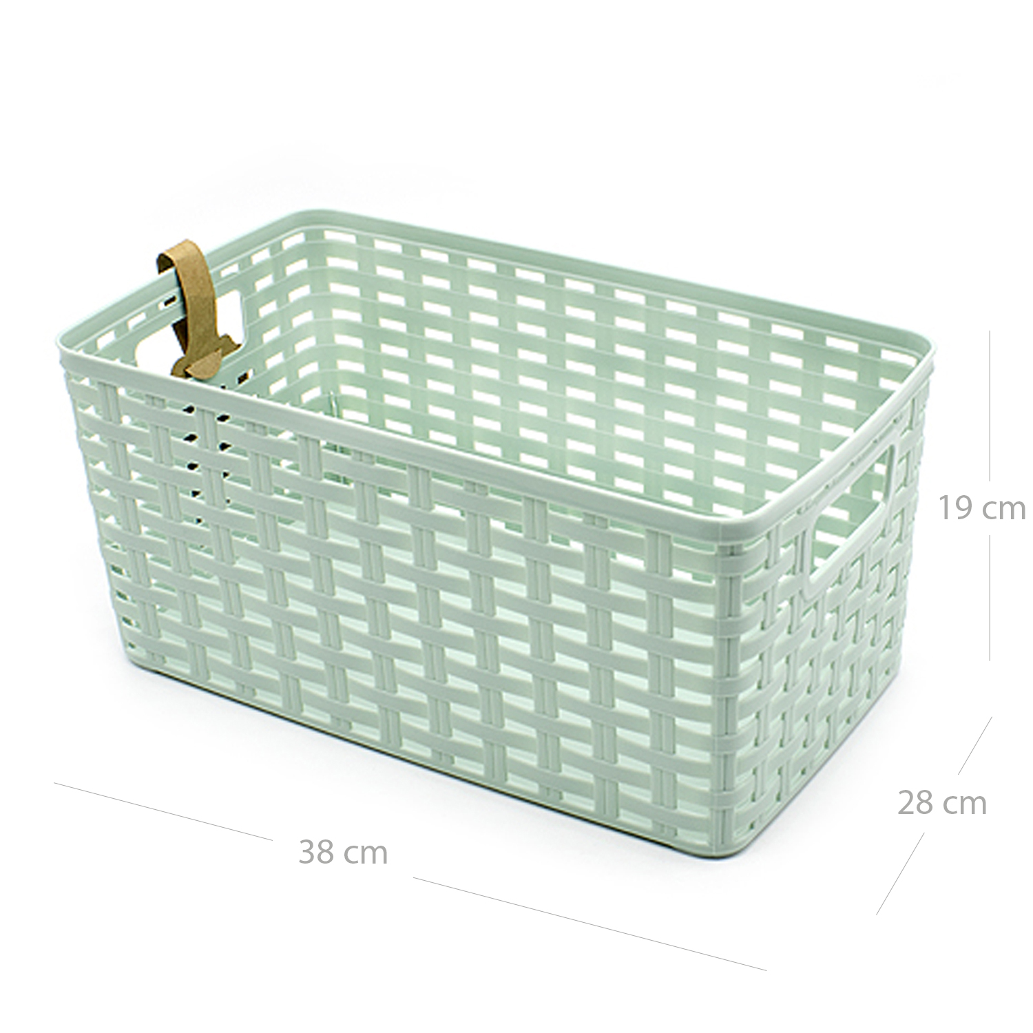 Cesta de almacenamiento organizador Rattan mimbre 18 Litros Verde