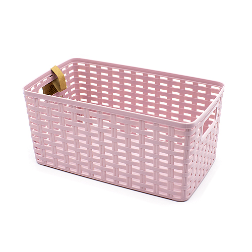 Cesta de almacenamiento organizador Rattan mimbre 5 Litros Rosa claro