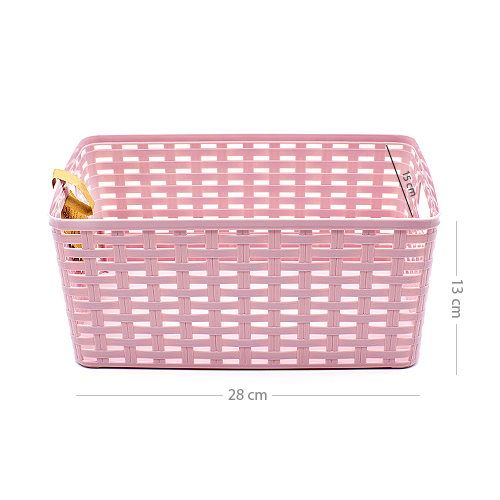Cesta de almacenamiento organizador Rattan mimbre 5 Litros Rosa claro