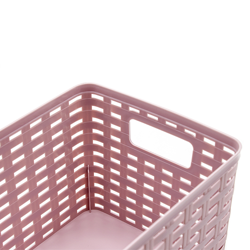 Cesta de almacenamiento organizador Rattan mimbre 5 Litros Rosa claro