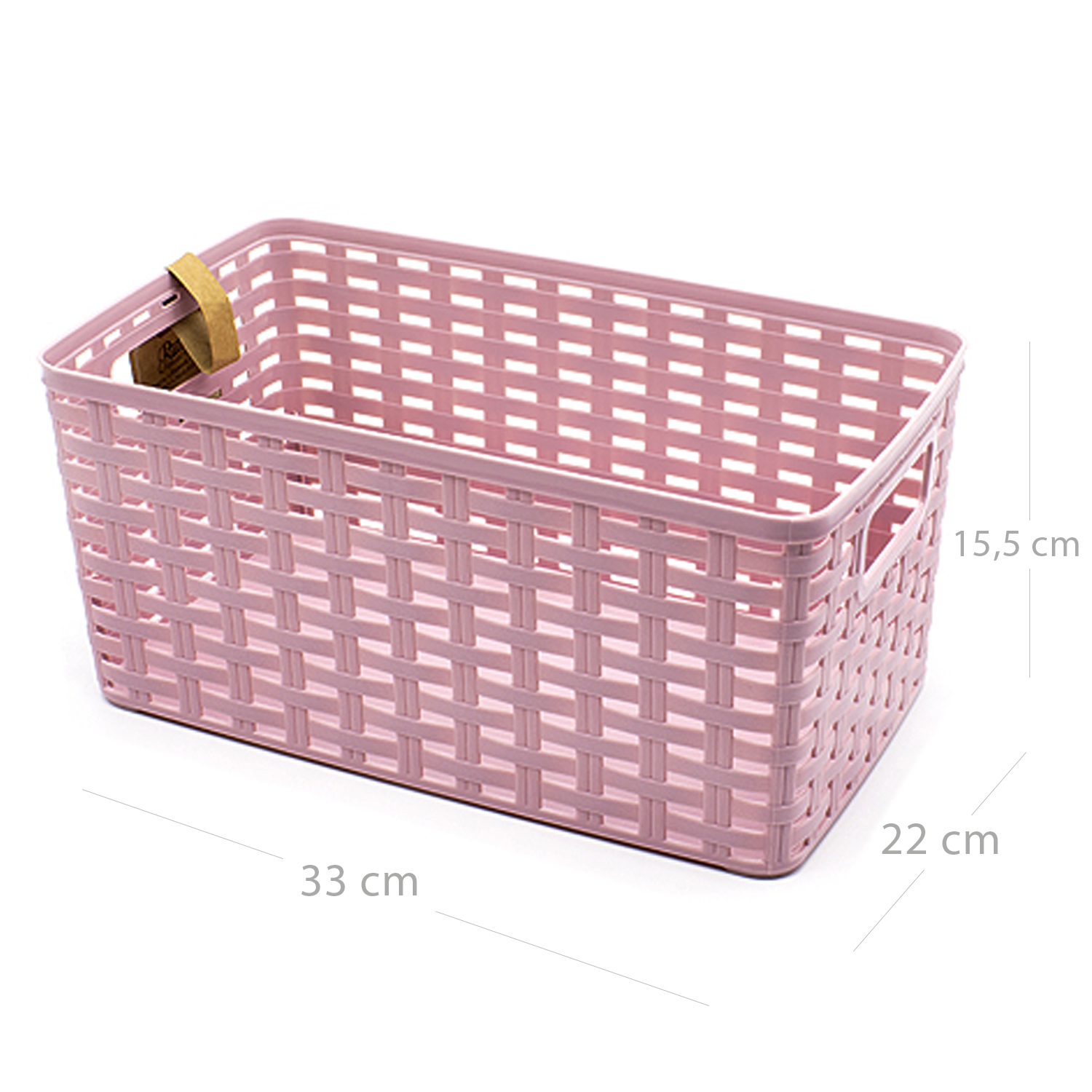 Cesta de almacenamiento organizador Rattan mimbre 10 Litros Rosa claro