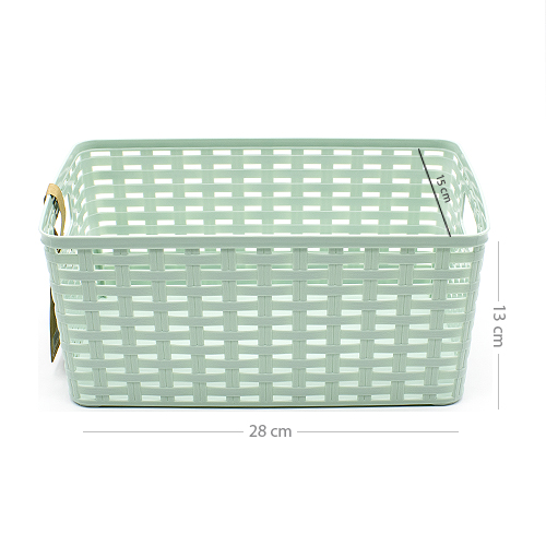 Cesta de almacenamiento organizador Rattan mimbre 5 Litros Verde claro