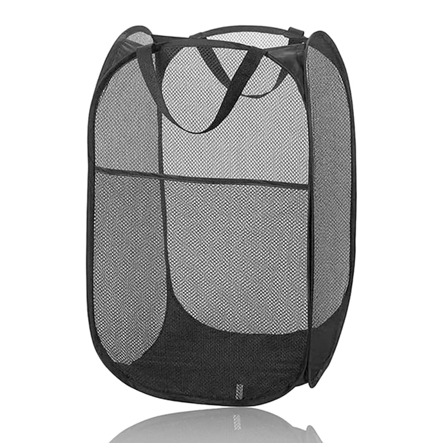 Cesta de Lavandería de Malla Portátil  Negro